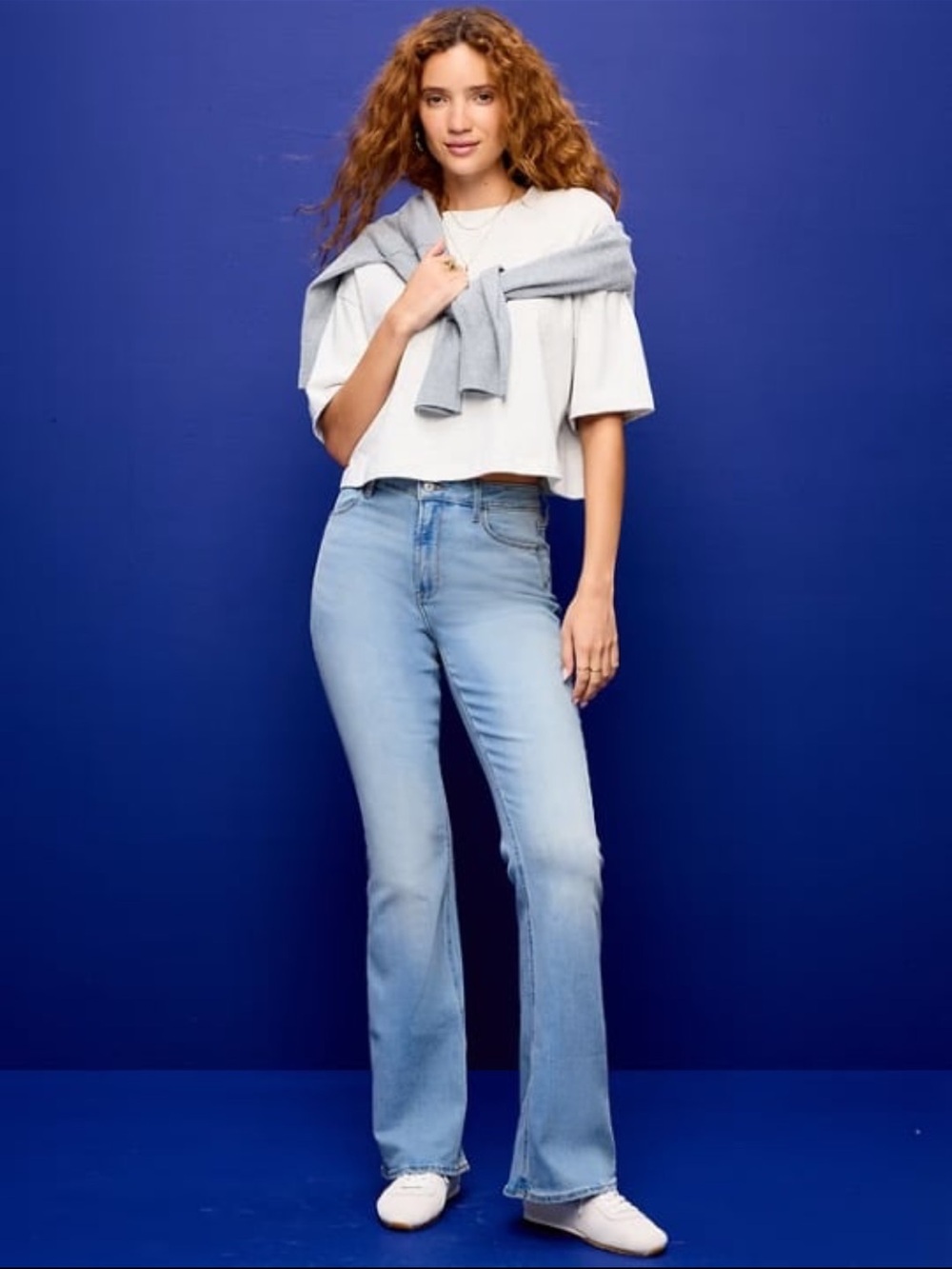 Old Navy Women Wow Flare Jeans 16 Short High Rise Stretch Light Wash Denim New